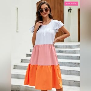Elegant Color Block Casual Dress